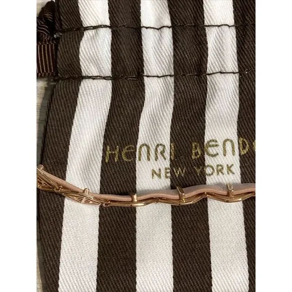 Henri Bendel Wrap Choker Necklace NWT MSRP 98.00 Tan  Leather‎ Gold Tone Pendant - Picture 4 of 10